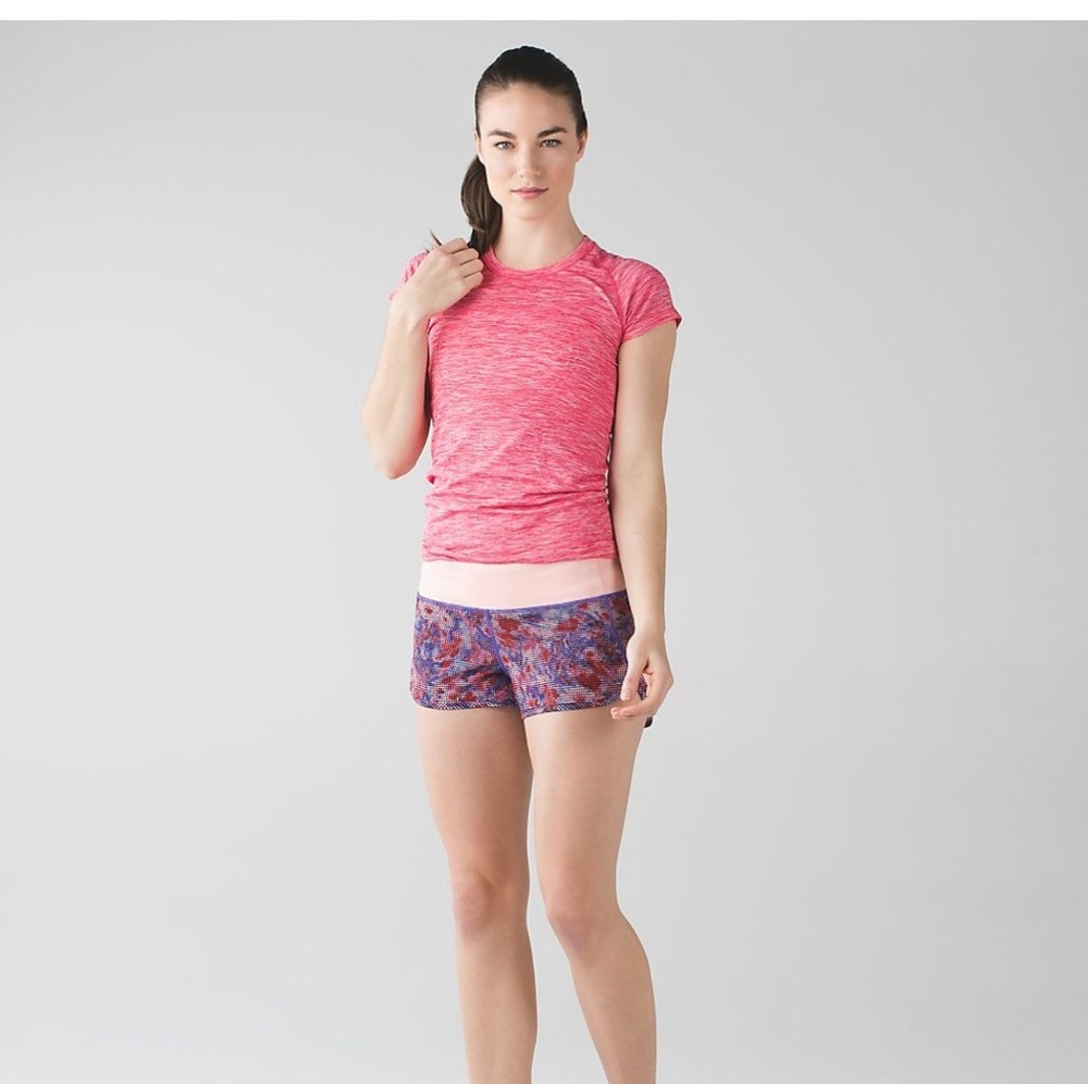 EUC 💎 Lululemon Speed Short *Checker Blooms Multi / Minty Pink Size 2